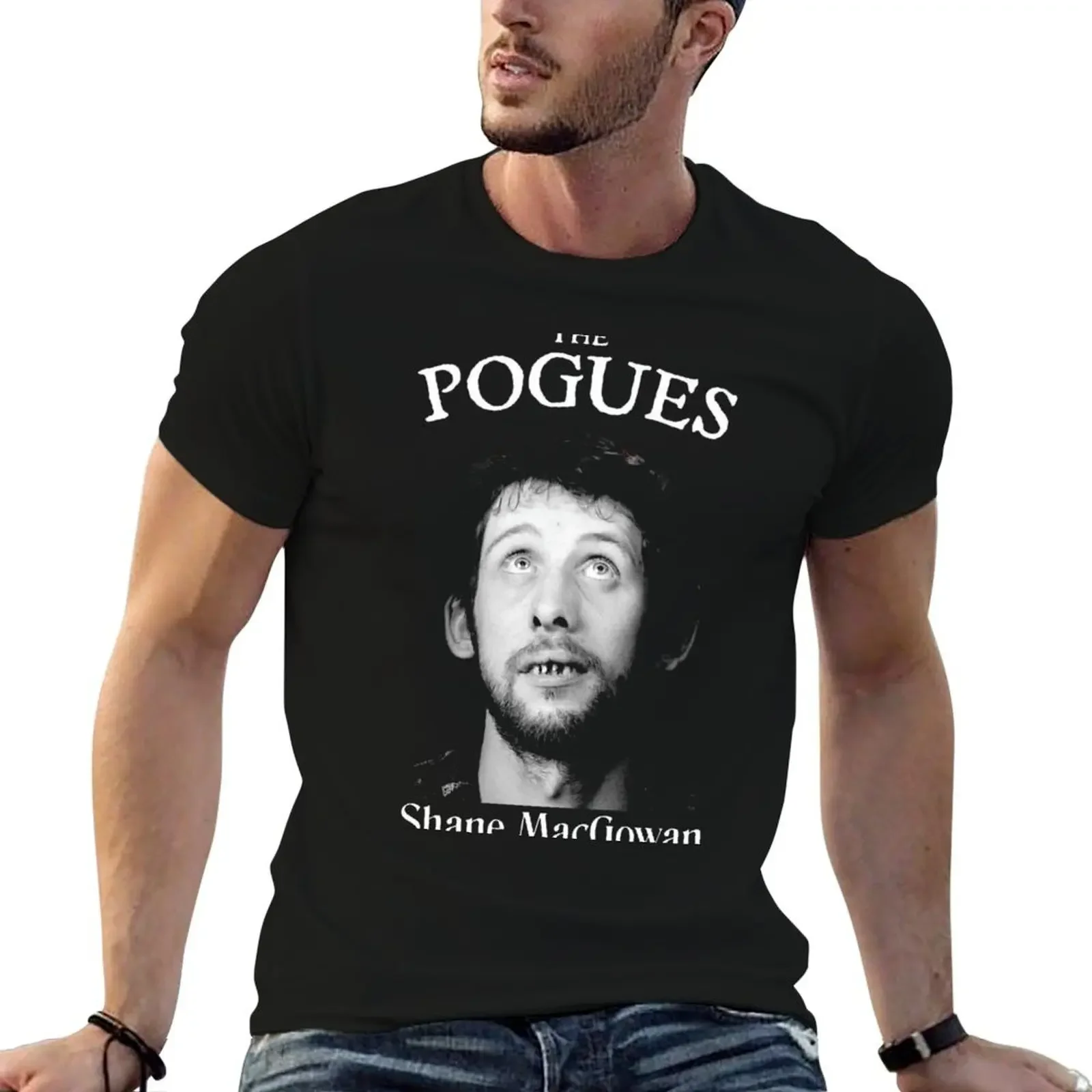 Фото Футболка Shane Macgowan the Pogues, мешковатые рубашки с принтом животных для мальчиков, синие арховные быстросохнущие мужские футболки с рисунком, забавные №1