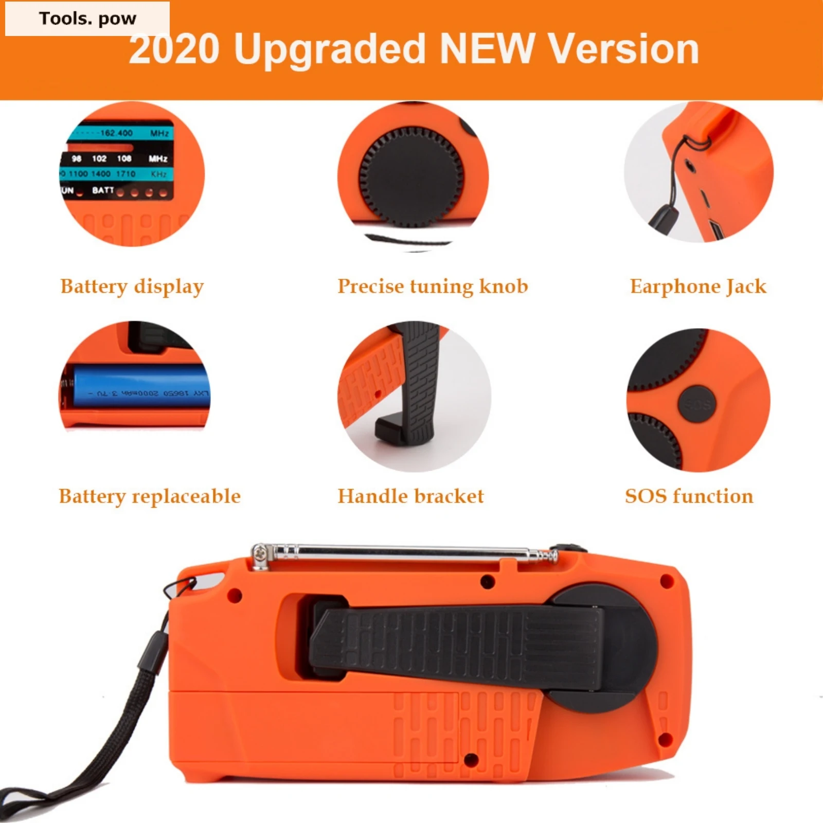 2000mah emergency lamp led radio solar hand crank amfmnoaa radio flashlight phone charger for outdoor traveling tools 031 free global shipping