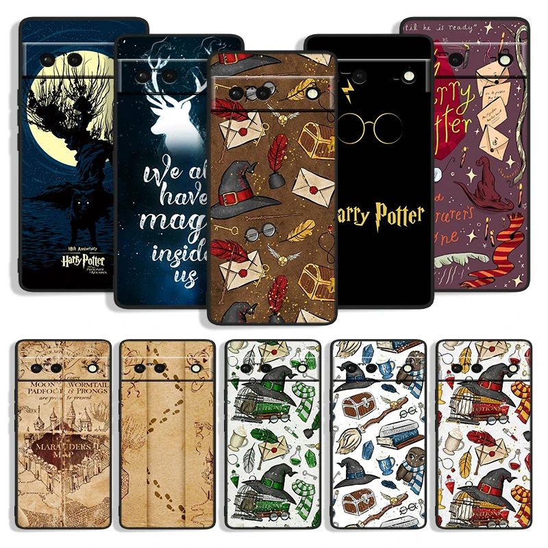 

Ring Potters Wand Harries Cute Shockproof Cover for Google Pixel 7 6a 5 4 4A XL 5G Black Phone Case Shell Soft Fundas Coque