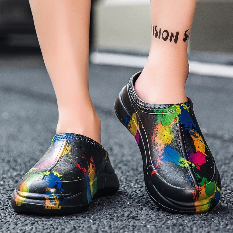 Мужские Нескользящие кухонные туфли дышащие без застежки для ресторана работы