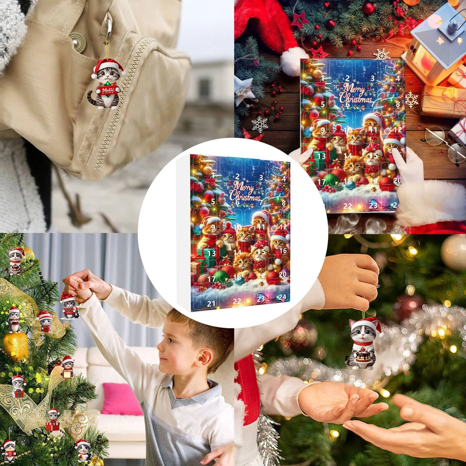 2D Рождественские украшения для дома с милым котом 2024 рождественские праздники