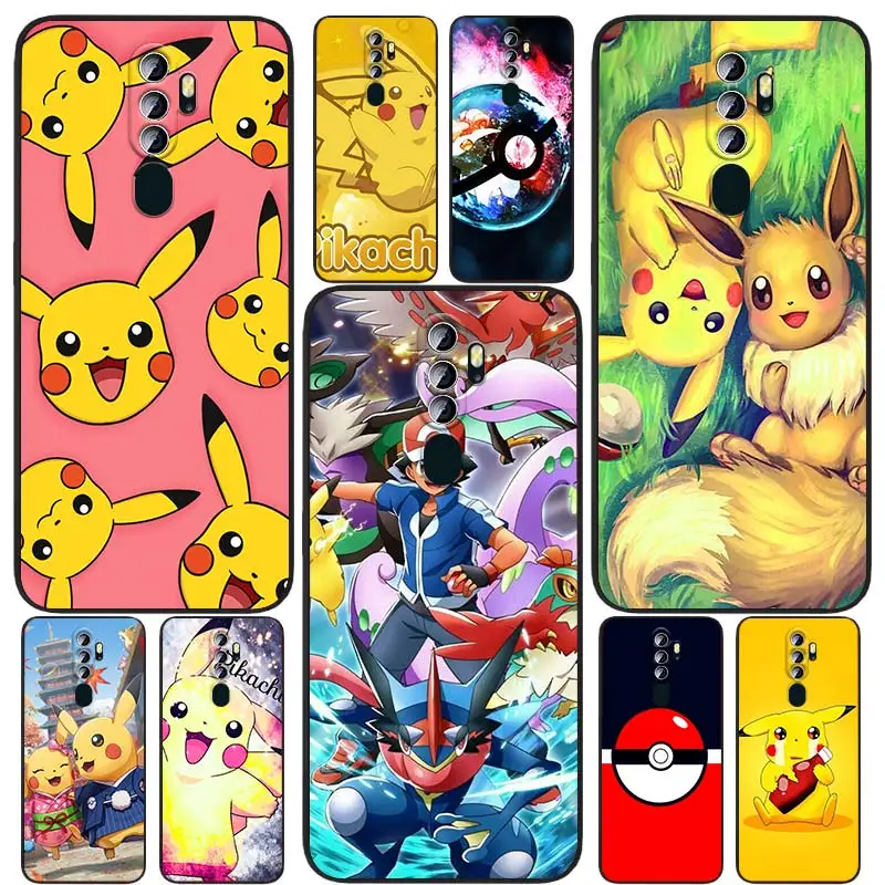 

Pokemon Pikachu Cartoon For OPPO Find X5 X3 X2 Neo Lite A74 A76 A72 A55 A54S A53 A53S A16S A16 A9 A5 5G Black Soft Phone Case