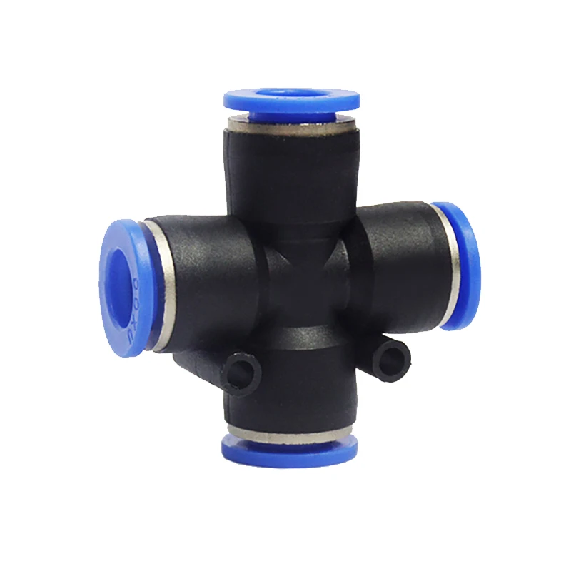 

High quality 10Pcs 4mm 4 Way Cross Style Pneumatic Tube Push in Quick Fittings PZA4