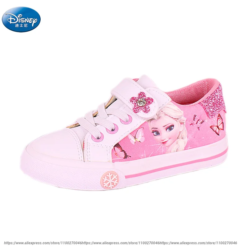 

Disney Frozen Girls Pink Casual Shoes Elsa and Anna Princess Pu soft Students Shining Sports Pink Shoes Flats Europe Size 25-36