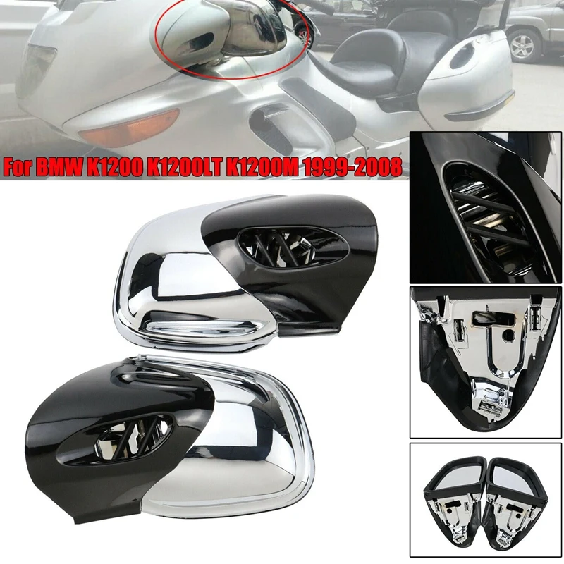 

Black & Chrome Motorcycle Rearview Side Mirrors Replacement Rearview Mirrors Suitable For-BMW K1200 K1200LT K1200M 1999-2008