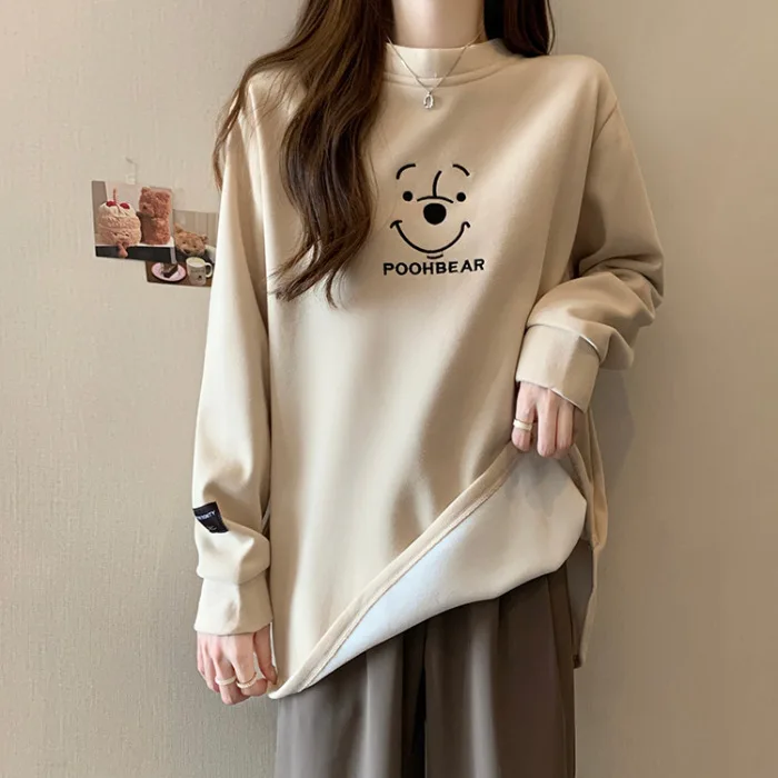 

Embroidered velvet thickened sweater ins Korean version of the loose mid-long jacket jacket design feeling niche white