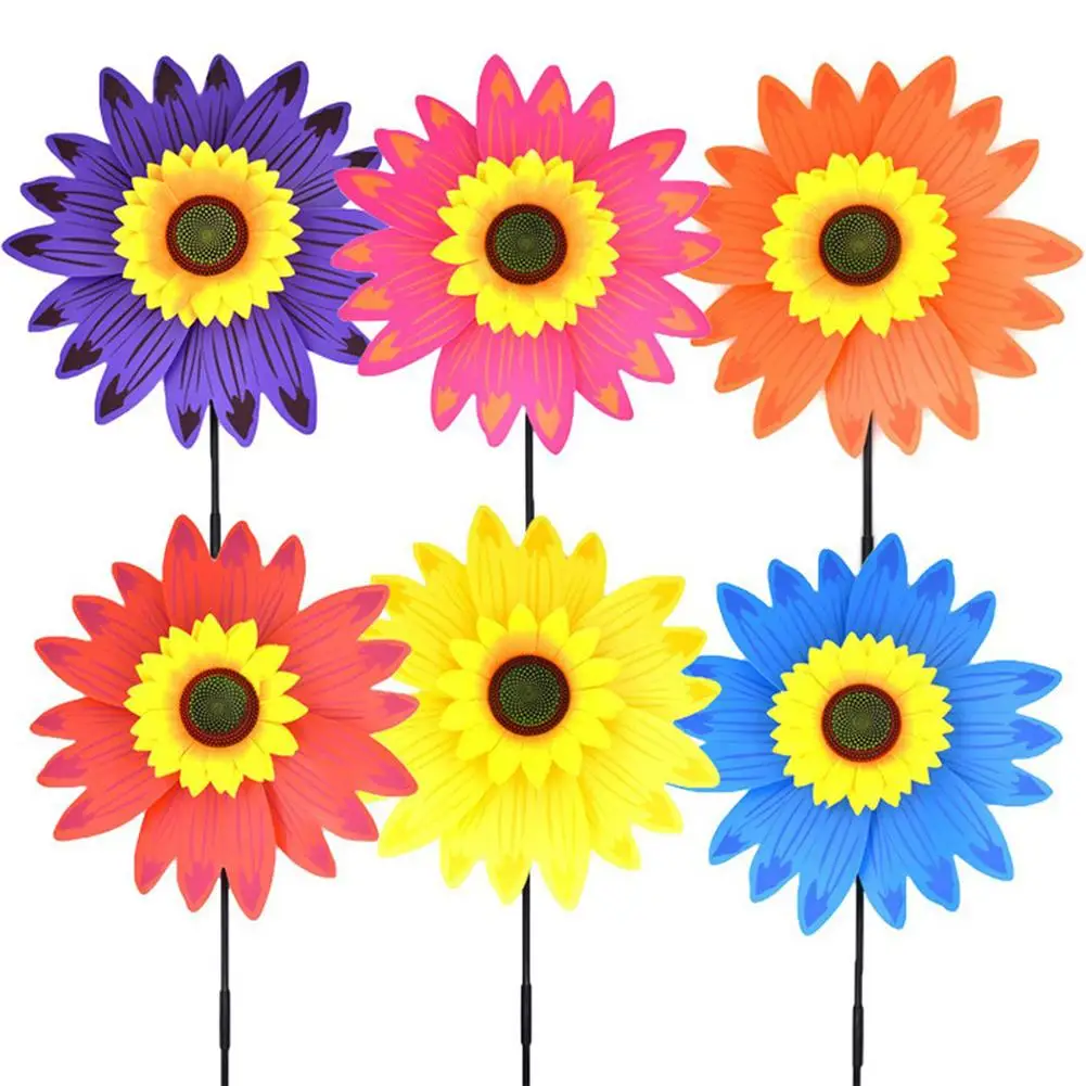 

Sunflower Windmill Rotating Sunflower Wind Spinner Lawn Flower Pinwheel Outdoor Garden Decor Party Colourful DecorationKids Toy