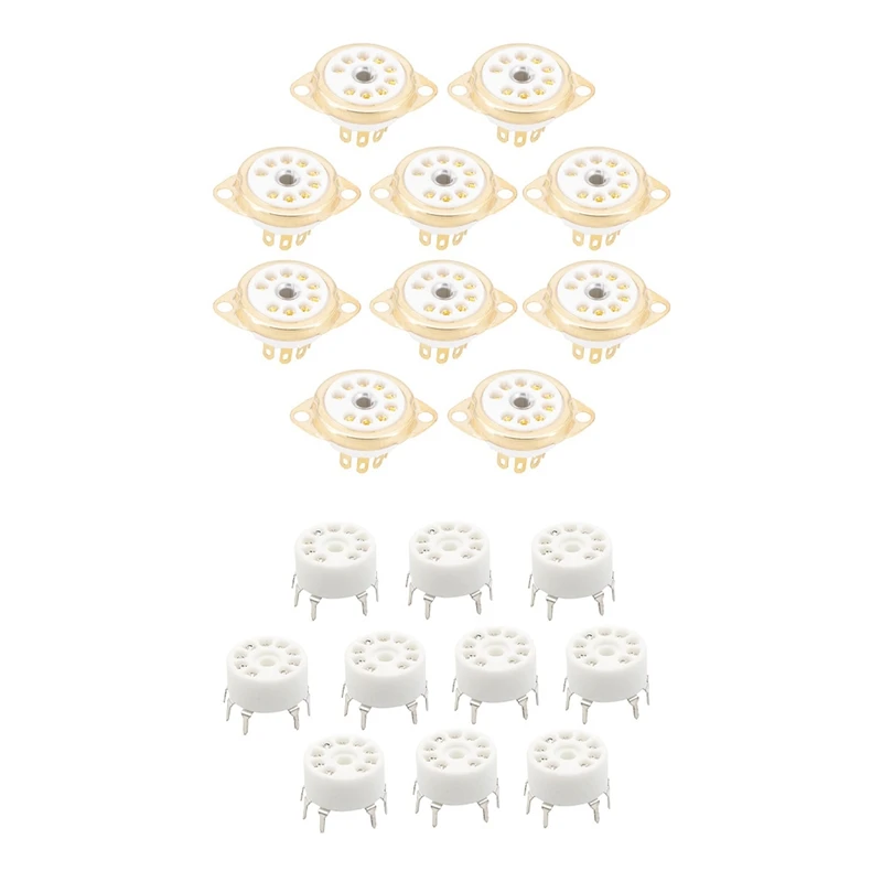 

20 шт., 9Pin керамическая B9A вакуумная трубка, аудио HIFI DIY Amps для 12AX7 12AU7 12AT7, посеребренное и золотое покрытие