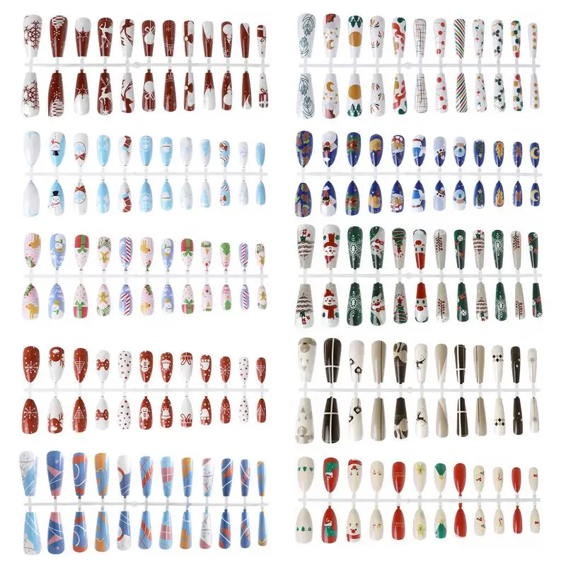 

Christmas False Nails Press On Nails Anti-Fade Christmas Decor 240pcs Cute Christmas Accessories Fake Nails Safe With Bell