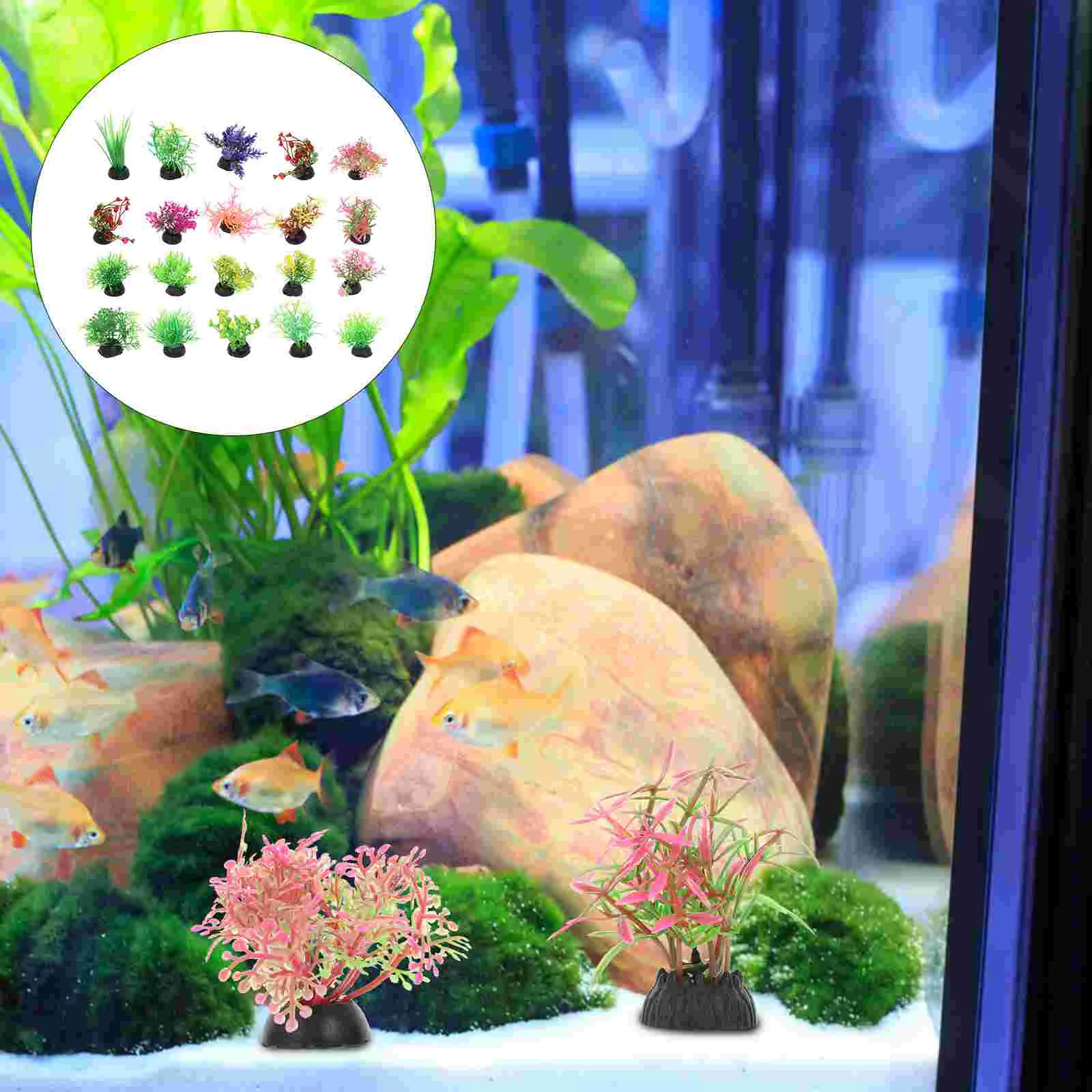 

20 Pcs Fish Tank Landscaping Water Plants Adornment Betta Decor Aquarium Accessories Plastic Glass Aquatic Model