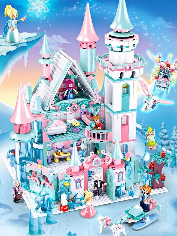 Lu Ban 0789 зимний ледяной замок страны чудес совместимый блоки lego пазл для девочек 7-12