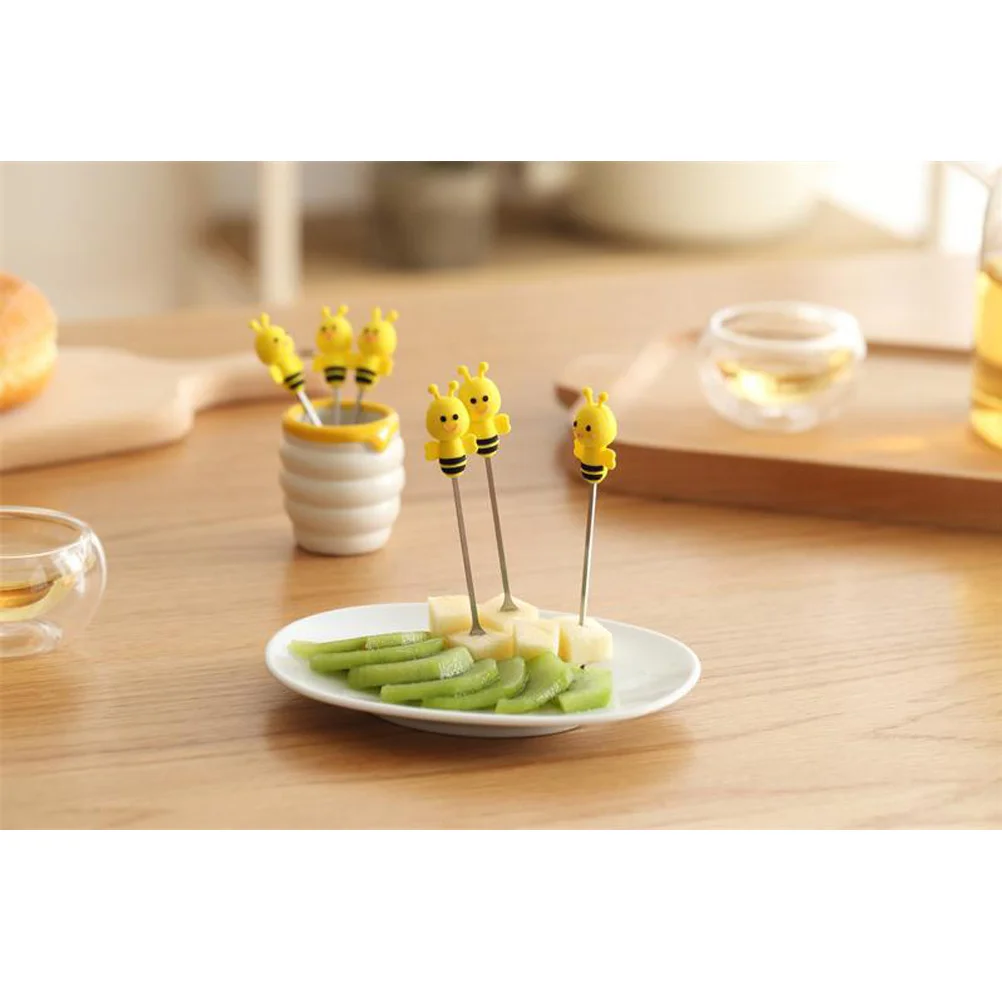 

Forks Picks Fork Fruit Mini Dessert Pick Steel Appetizer Party Cake Flatware Stainless Tasting Cartoon Kids Salad Dinner