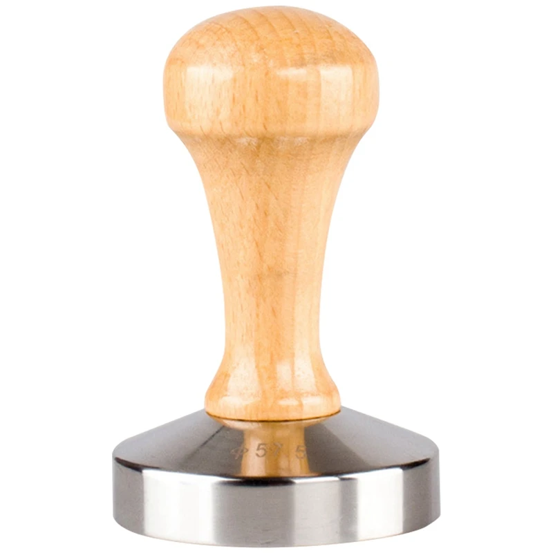 

HOT-Solid Wood Wooden Tamper Coffee Powder Hammer Stainless Steel Coffee Powder Press Wooden Handle 57.5Mm