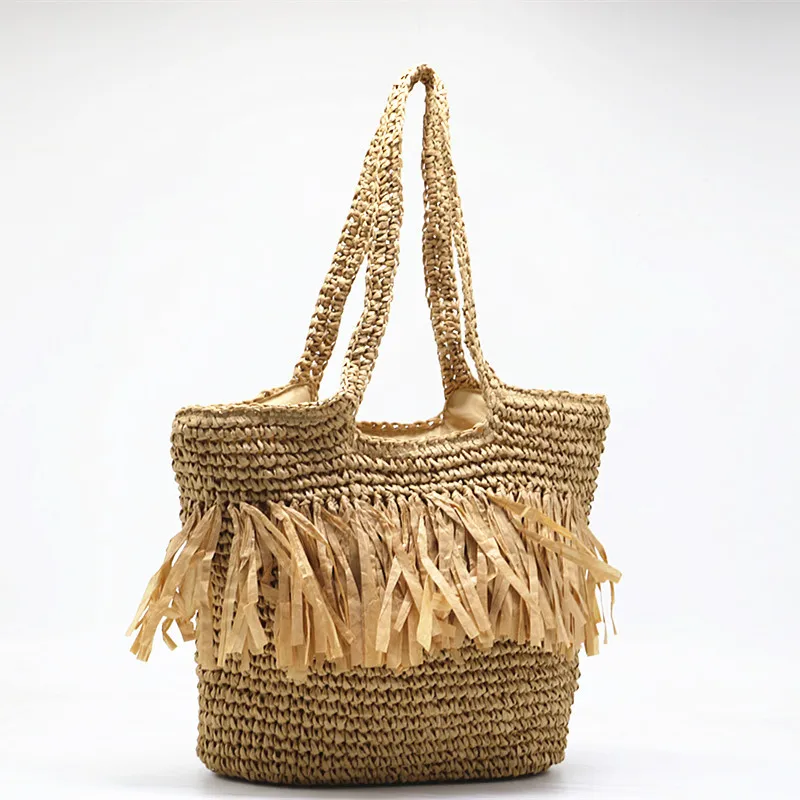 Summer Woven Beach Bag Bohimian Tassel Big Straw Bags for Women Shoulder Bag Women Designer Handbags Boho Overlarge Shopper Bags