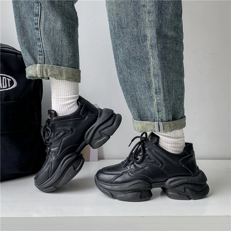 2023 Women's Chunky Sneakers Thick Bottom Platform Chain Vulcanize Shoes Fashion  Casual Walking Shoe for Woman Female