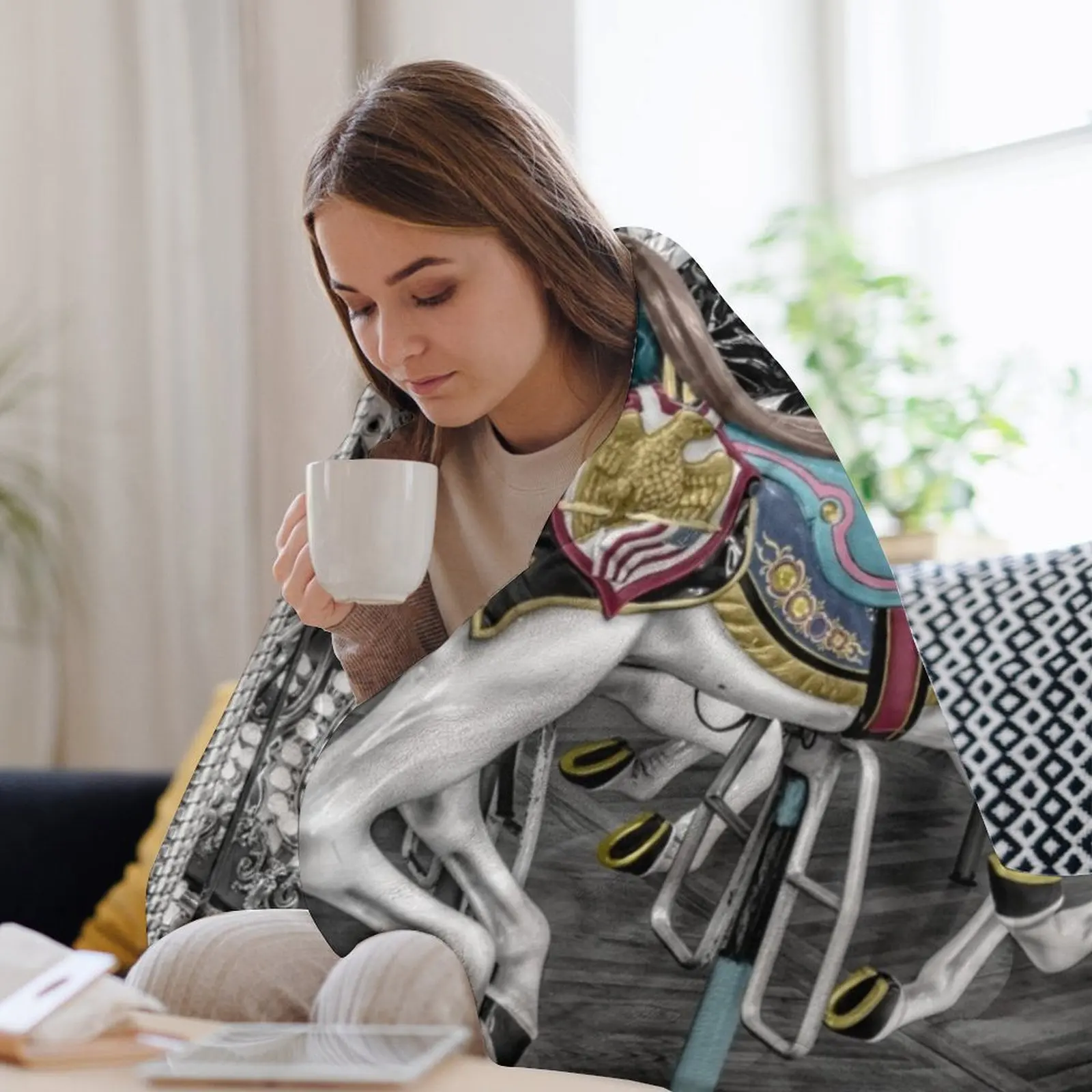 Классическое одеяло с изображением лошади-карусели одеяла и пледы волосатые