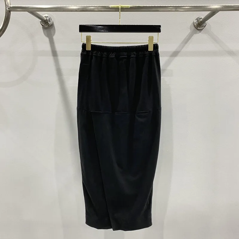 High Street Хлопок Темная RO Модная женская эластичная талия сзади Черная трикотажная