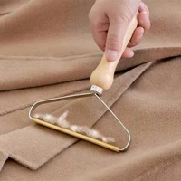 manual scraper double sided pure copper wooden handle to remove clothing cashmere hair ball trimmer portable pet hair tool