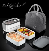 kitchen microwave lunch box stainless steel dinnerware food storage container children kids school office portable bento box