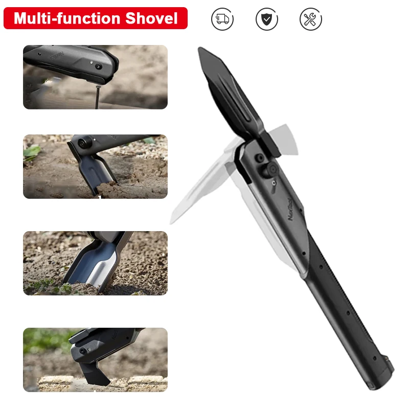 

Outdoor folding Shovel For Camping Garden Tools Survive 6In1 Multifunctional Aluminum Alloy TubeK Nife Built-in Knife Hand Rope