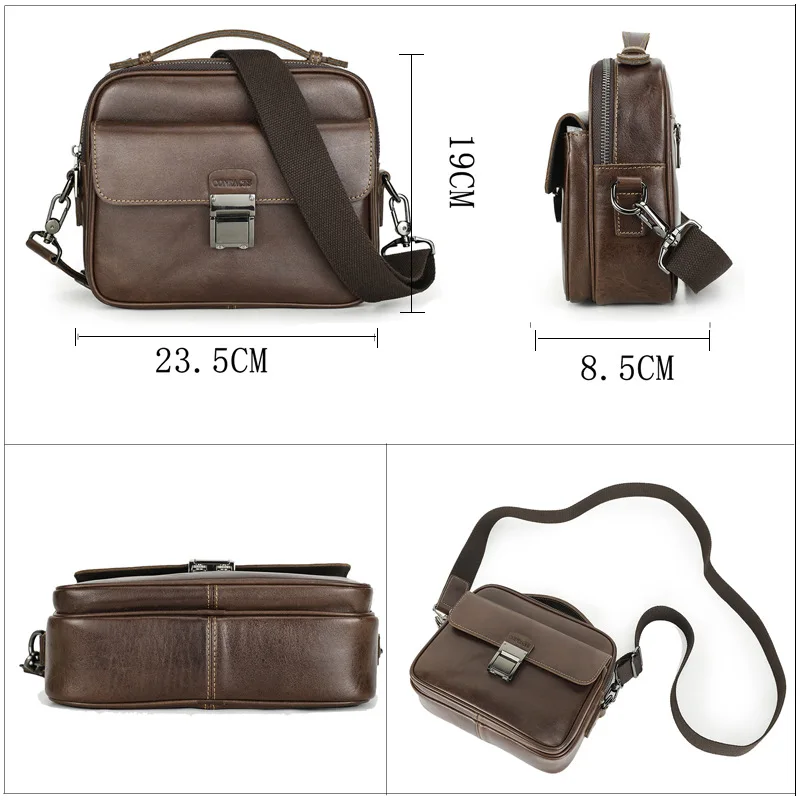 Fashion Men's Crossbody Bag Genuine Leather Top Layer Leather Shoulder Sling Bag Small Messenger Bag Tote Bag Handbag for Men