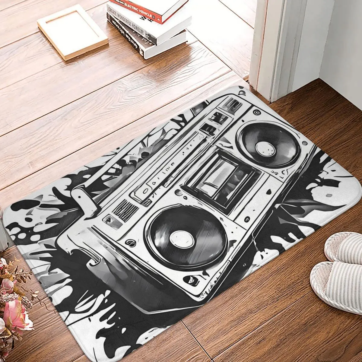Retro Boombox Boom Box Music Anti-Slip Rug Doormat Bath Mat Hallway Carpet Home Decor