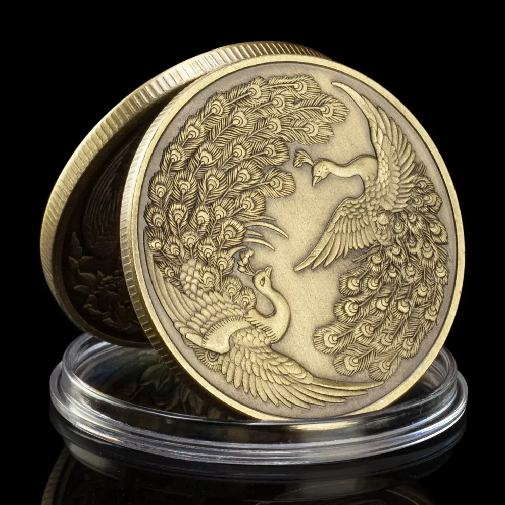 Медные сувениры с павлином монета коллекционный подарок коллекция монет Птица
