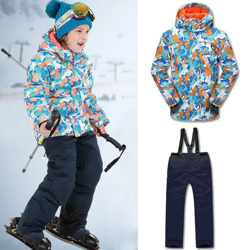 

Kids Snowboarding Sportswear Sets Waterproof Windproof Boys Ski Suits Jacket Pants Winter Keep Warm Thickened Sweater Coat