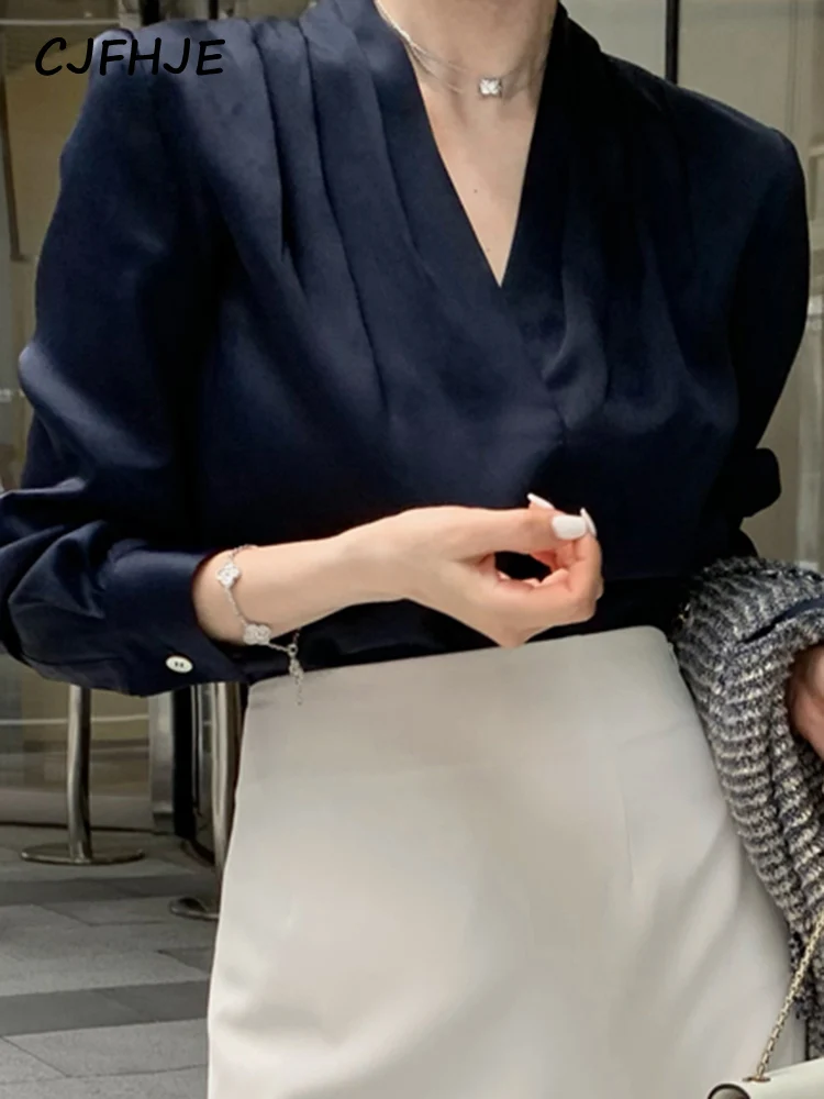 CJFHJE Шифоновая белая элегантная женская блузка Повседневная Свободная рубашка с