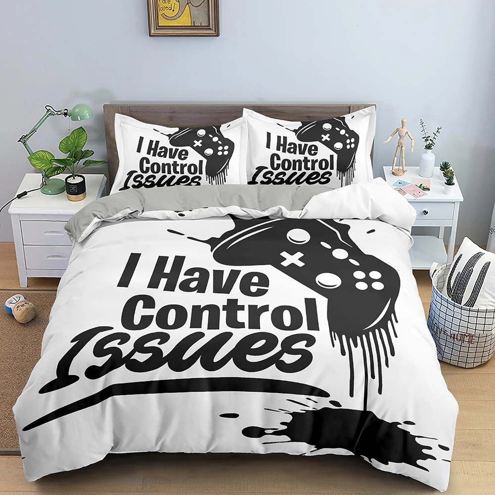 

Gamepad Comforter Cover Twin Size Play Gamer Bedding Set Kids Video Games Duvet Cover for Teen Child Game Room Decor Young Man
