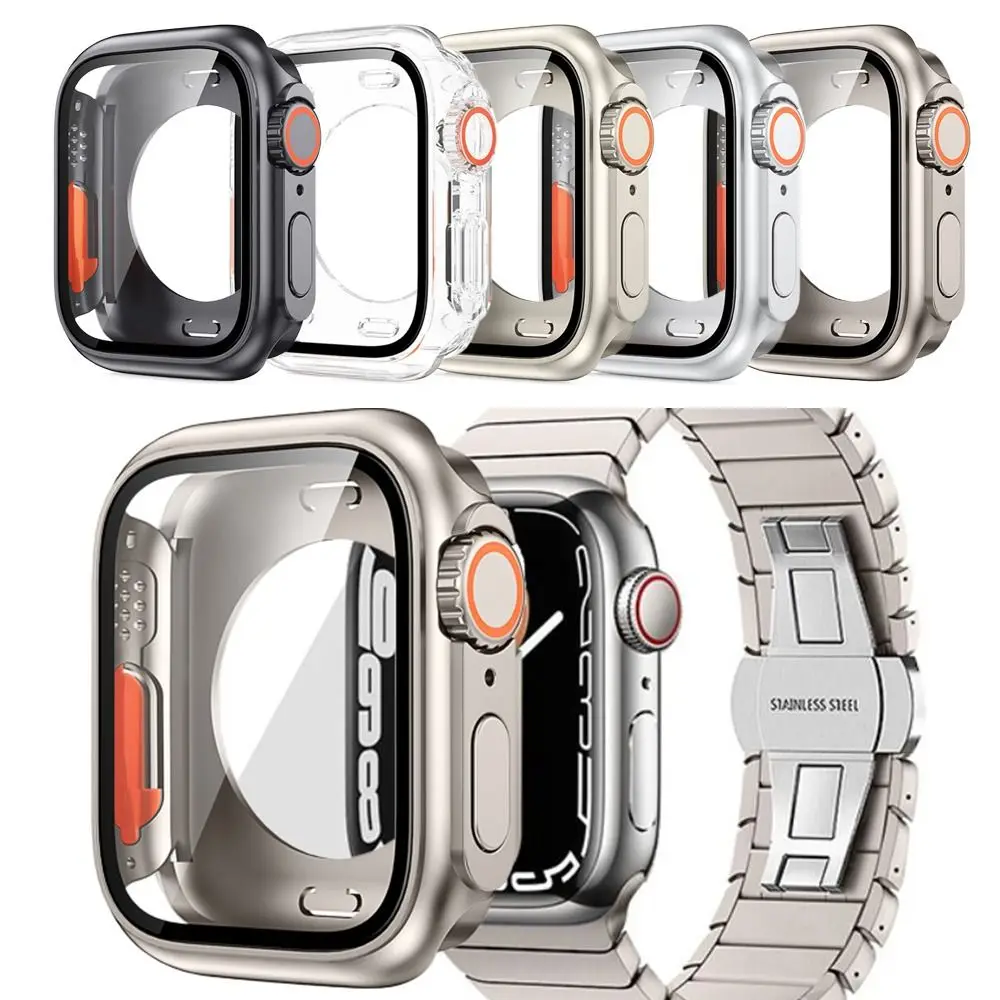 

Ultra 49mm Frame PC Tempered Cover Change to Ultra Case Upgrade Case Screen Protector For Apple Watch 8 7 6 5 4 SE