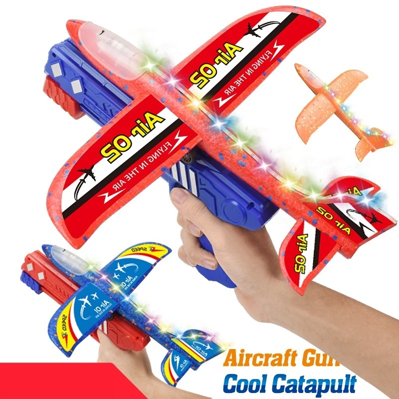 

Kids Toys Foam Ejection Airplane With Light Airplane Gun Outdoor Toy Full Body Light Children's Toy