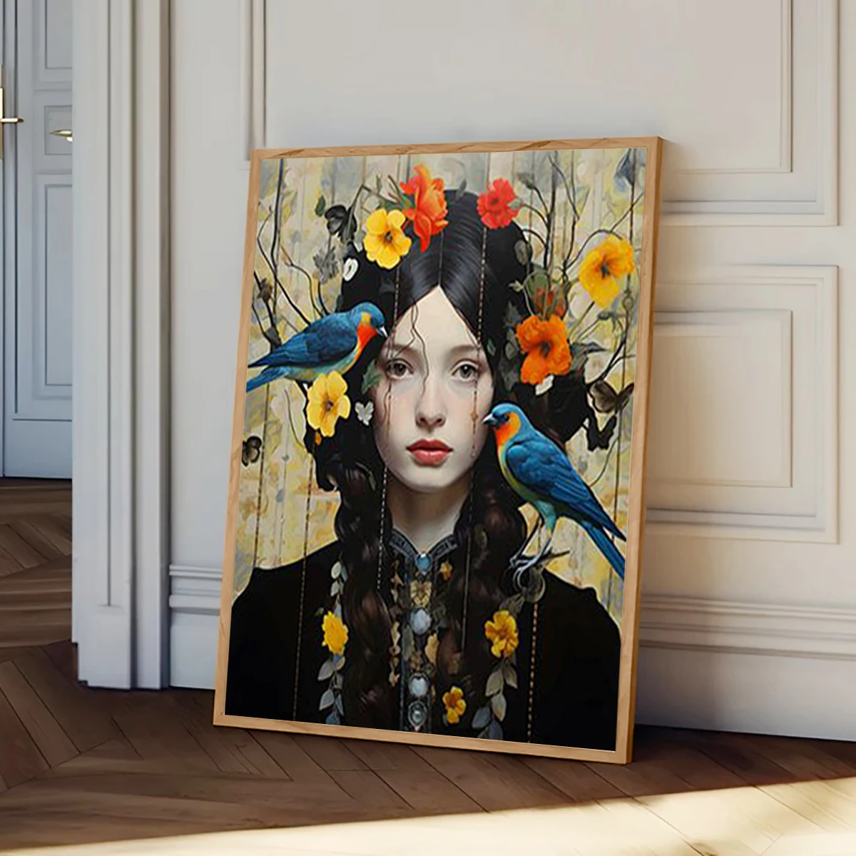 Очки в скандинавском стиле для женщин с цветами и птицами настенная живопись на