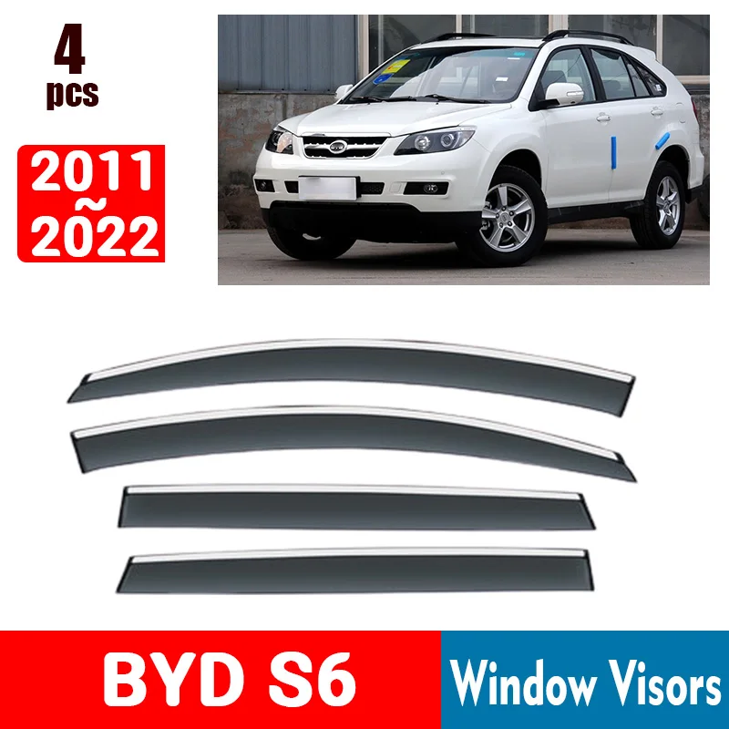 FOR BYD S6 2011-2022 Window Visors Rain Guard Windows Rain Cover Deflector Awning Shield Vent Guard Shade Cover Trim Accessories