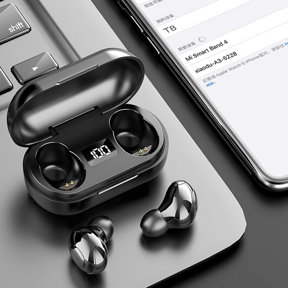 

T8 Wireless Bluetooth5.0 Stereo Headphones Tws Sports Power Headphones In-Ear Earbuds Handsfree Binaural Call Headset For Xiaomi
