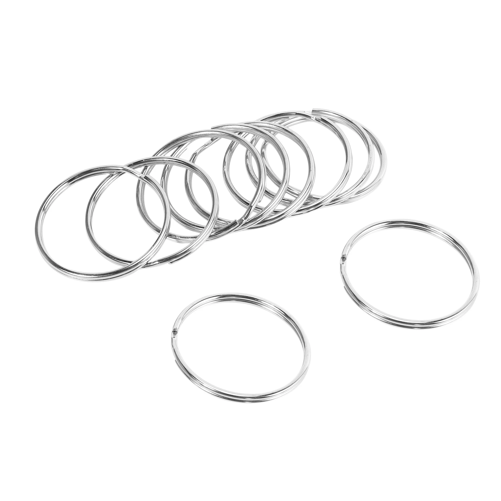 

10X Quality 50Mm Keyring Split Ring Set Heavy Duty Large Nickel Key Loop Sprung Hoop