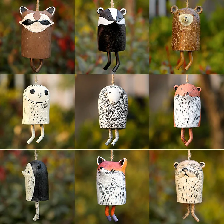 

Cute Pet Resin Wind Chimes Beautiful Garden Animal Statue Craft Pendant Cartoon Outdoor Garden Pendant Windchimes Figurines Gift