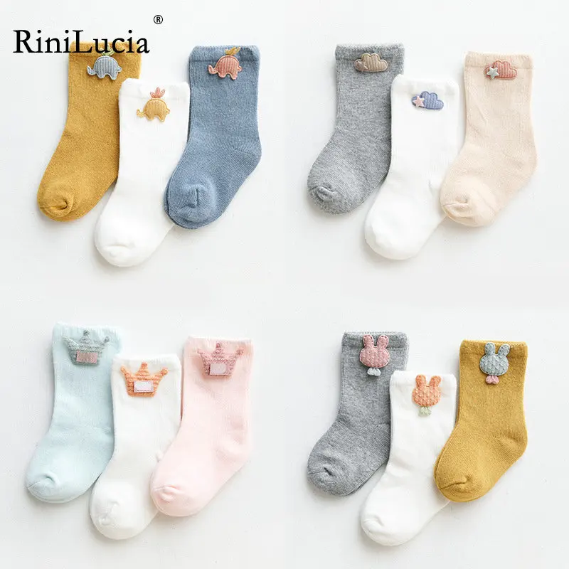 

RiniLucia Autumn 3 Pairs/Pack Cartoon Cotton Girls Boys Socks Comfort Warm Cotton Kids Girl Baby Socks Child Boy Newborn Socks