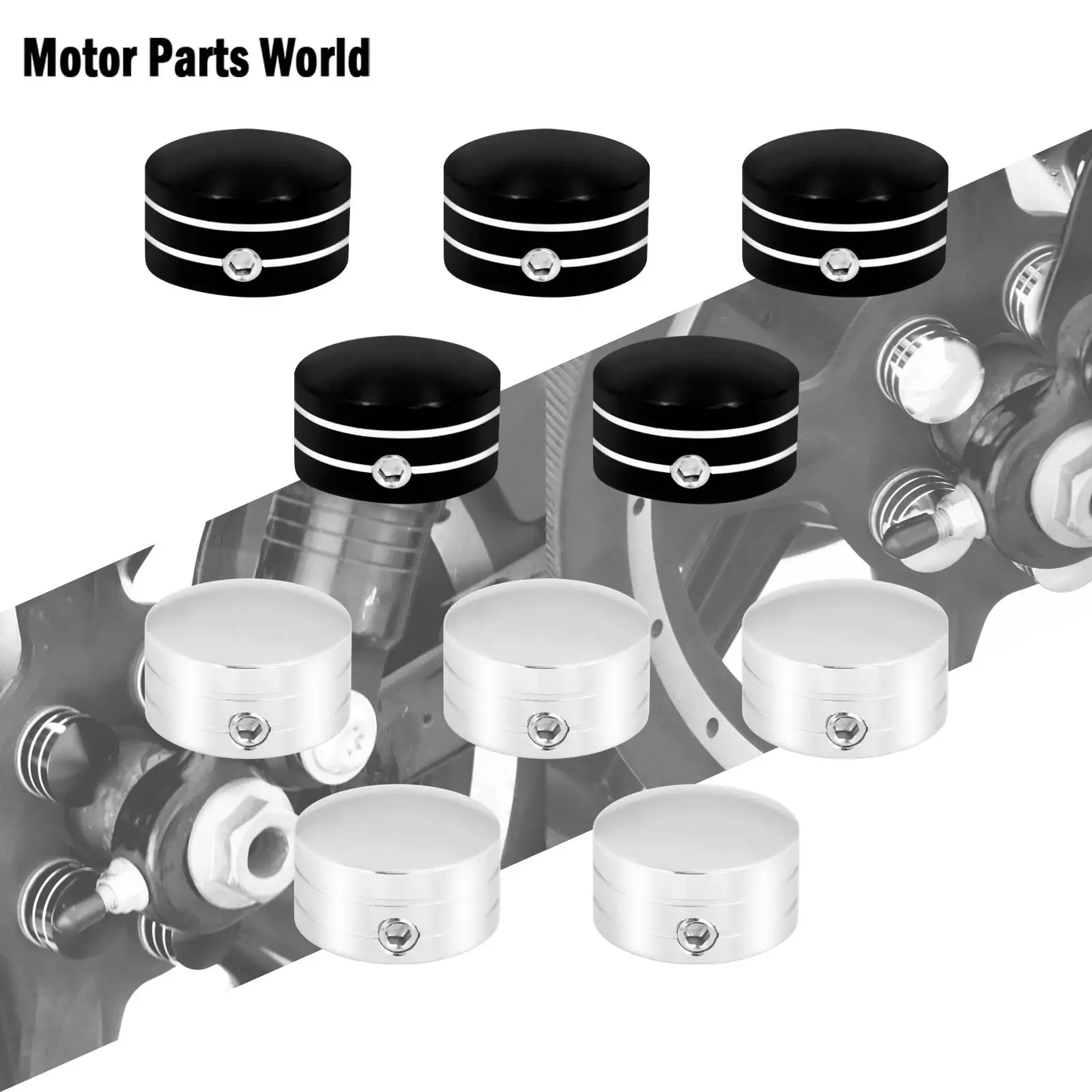 

5xMotorcycle Rear Sprocket Flat Bolt Cap Cover Black/Chrome For Harley Softail Fatboy Breakout 1993-2017 Touring Sportster XL883