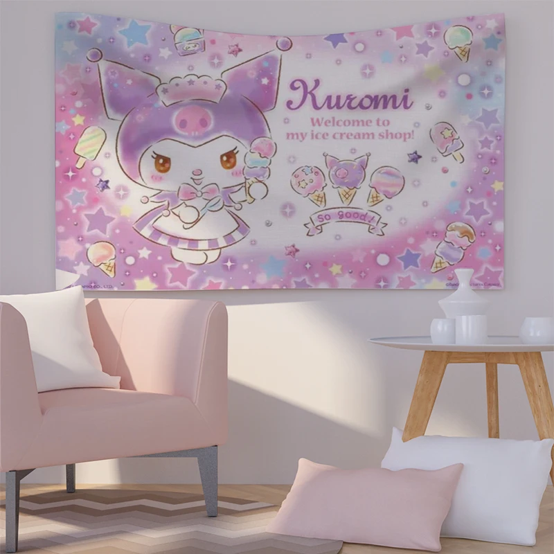 Гобелен Sanrio Kuromi Melody студенческое общежитие настенное украшение милая фотография