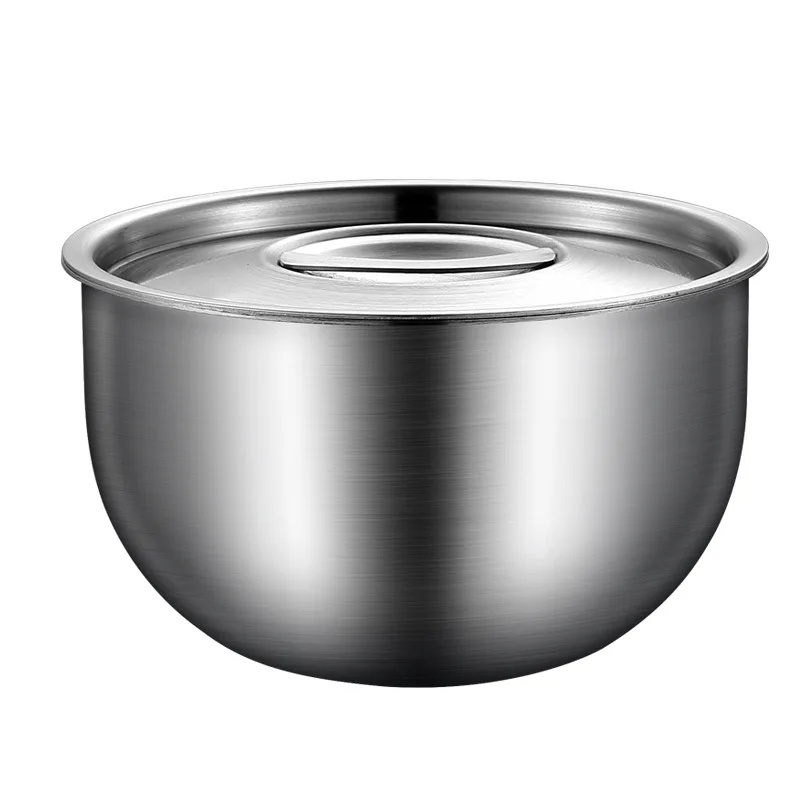 

304 Stainless Steel Steamed Egg Bowl With Lids Kitchen Tableware Fruit Salad Dessert Soup Bowl Food Baking Rice Noodles Bowl