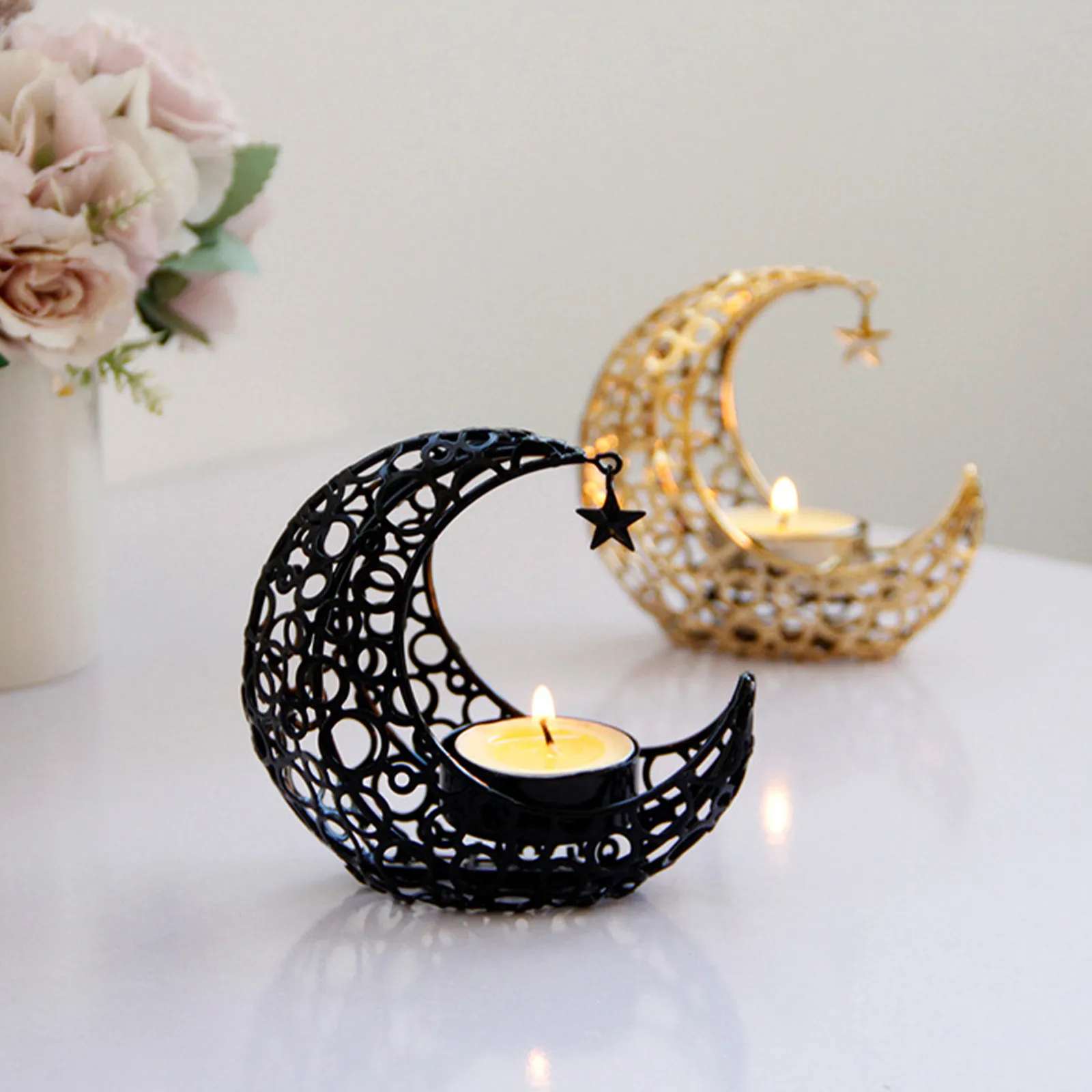 

Luxury Metal Candle Holder Home Dining Table Decor Romantic Wedding Exquisite Candlestick Bar Party Dinner Festival Atmosphere