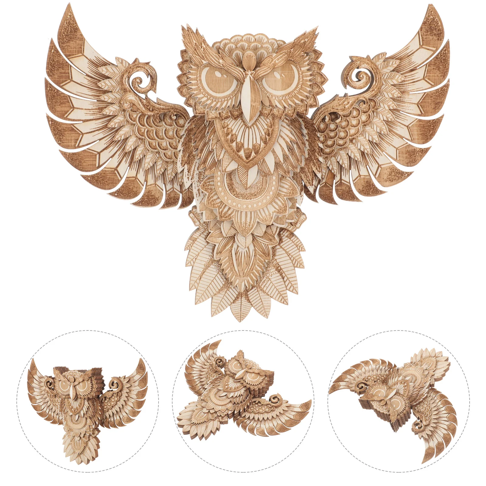

Wooden Owl Ornament Hanging Decorations Festival Party Shapes Crafting Home Wall Jigsaw Puzzles