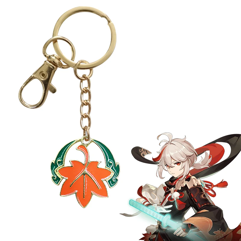 

Genshin Impact Keychain Kaedehara Kazuha Cartoon Maple Leaf Pendant Keyring for Women Men Jewelry Accessories Friends Gift
