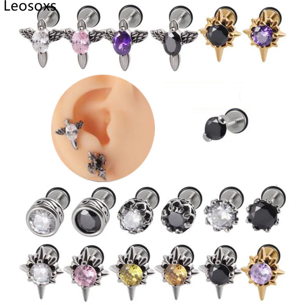 

Leosoxs 1 Pair New Stainless Steel Ear Studs Wings Diamonds Earrings Claws Zircon Piercing Earrings Fashion Jewelry