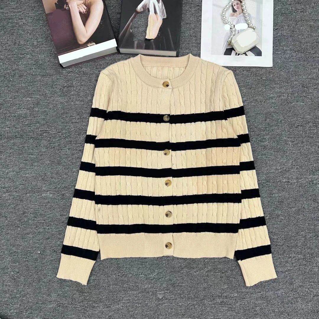 Женский вязаный кашемировый свитер в полоску с длинным рукавом