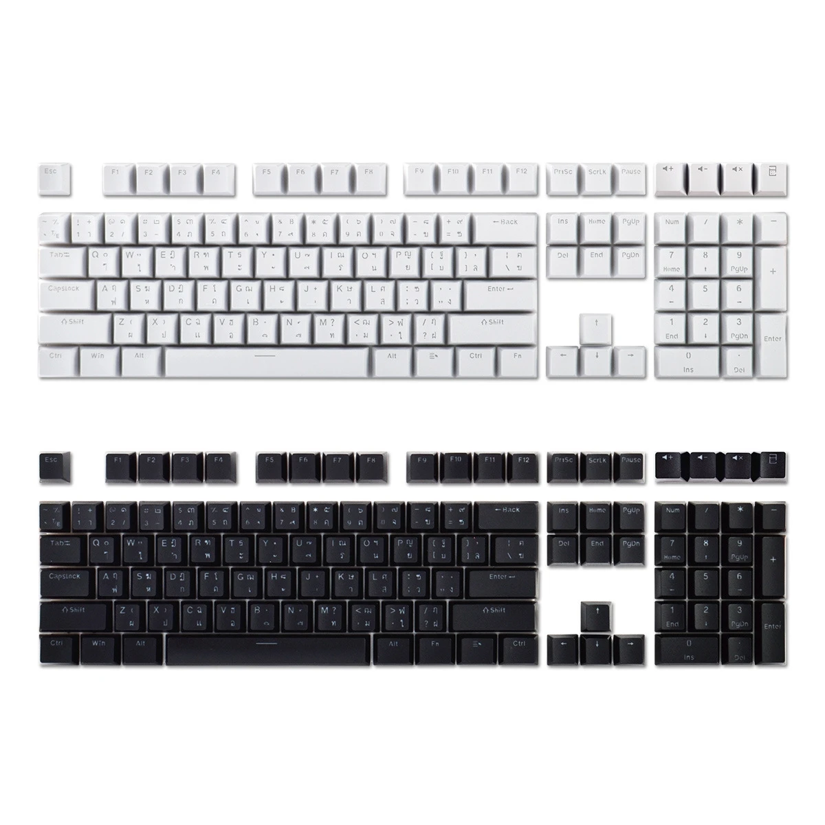 

Thai Keycaps for Mechanical Keyboard Black White Color 113 Keys ABS OEM