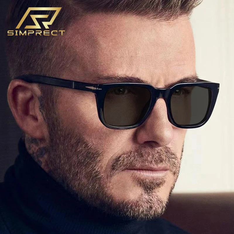 

SIMPRECT David Beckham Polarized Sunglasses For Men High Quality 2023 Luxury Brand Designer Vintage Retro Square Sun Glasses