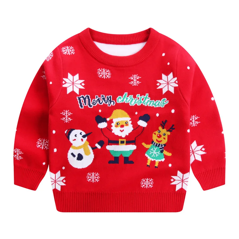 

Christmas Style Children Autumn Winter Sweater Boys Girls Knitwear Double Layer Warm Base Top Infant Baby Clothes Sweater
