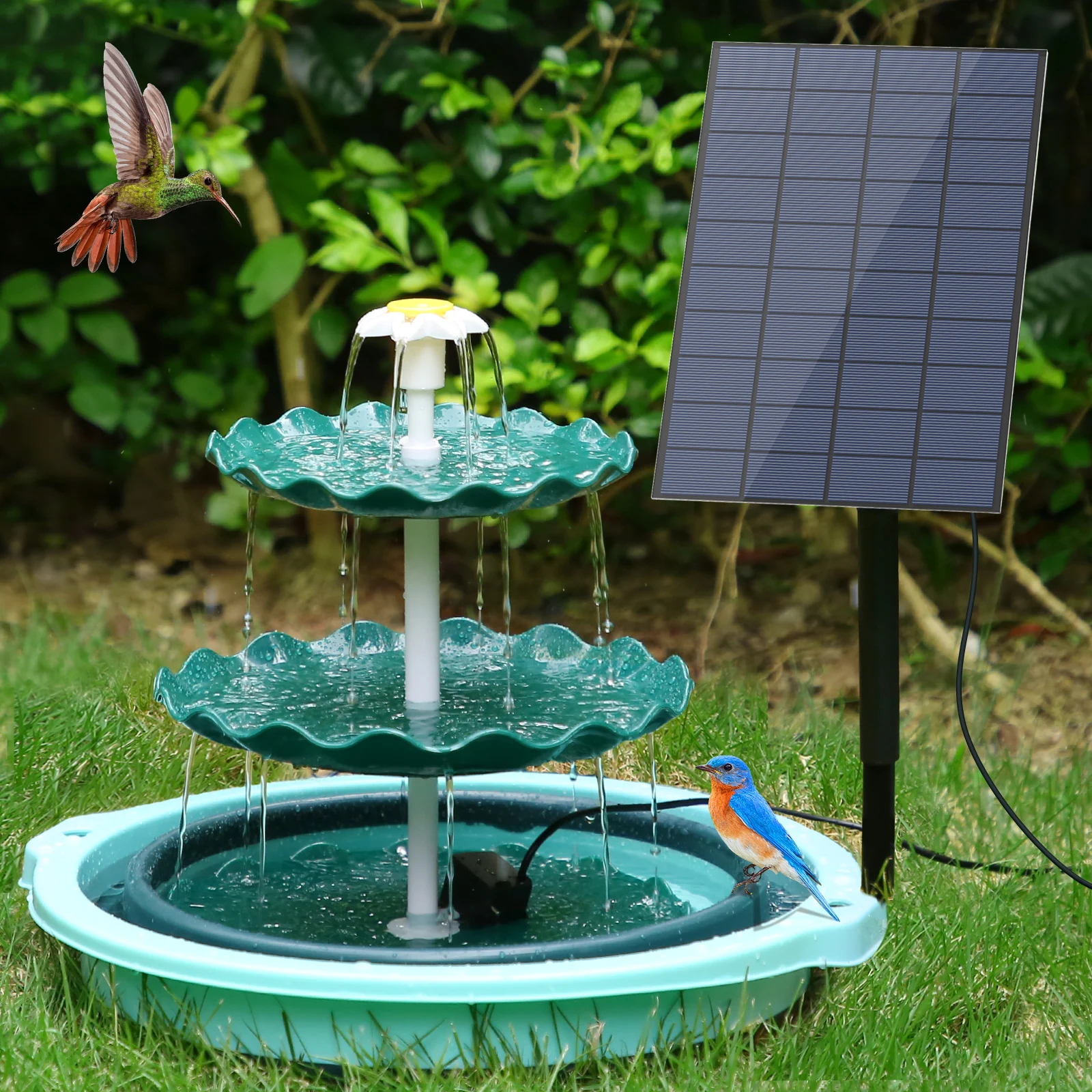 AISITIN Solar Bird Bath Fountain, 7.5w Solar Fountain Pump with 3 Tiered Bird Bath Solar Water Fountainn for Garden, Bird Bath